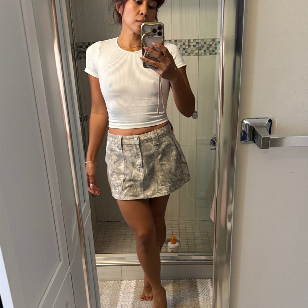 Cami-Patterned denim Mini Skirt